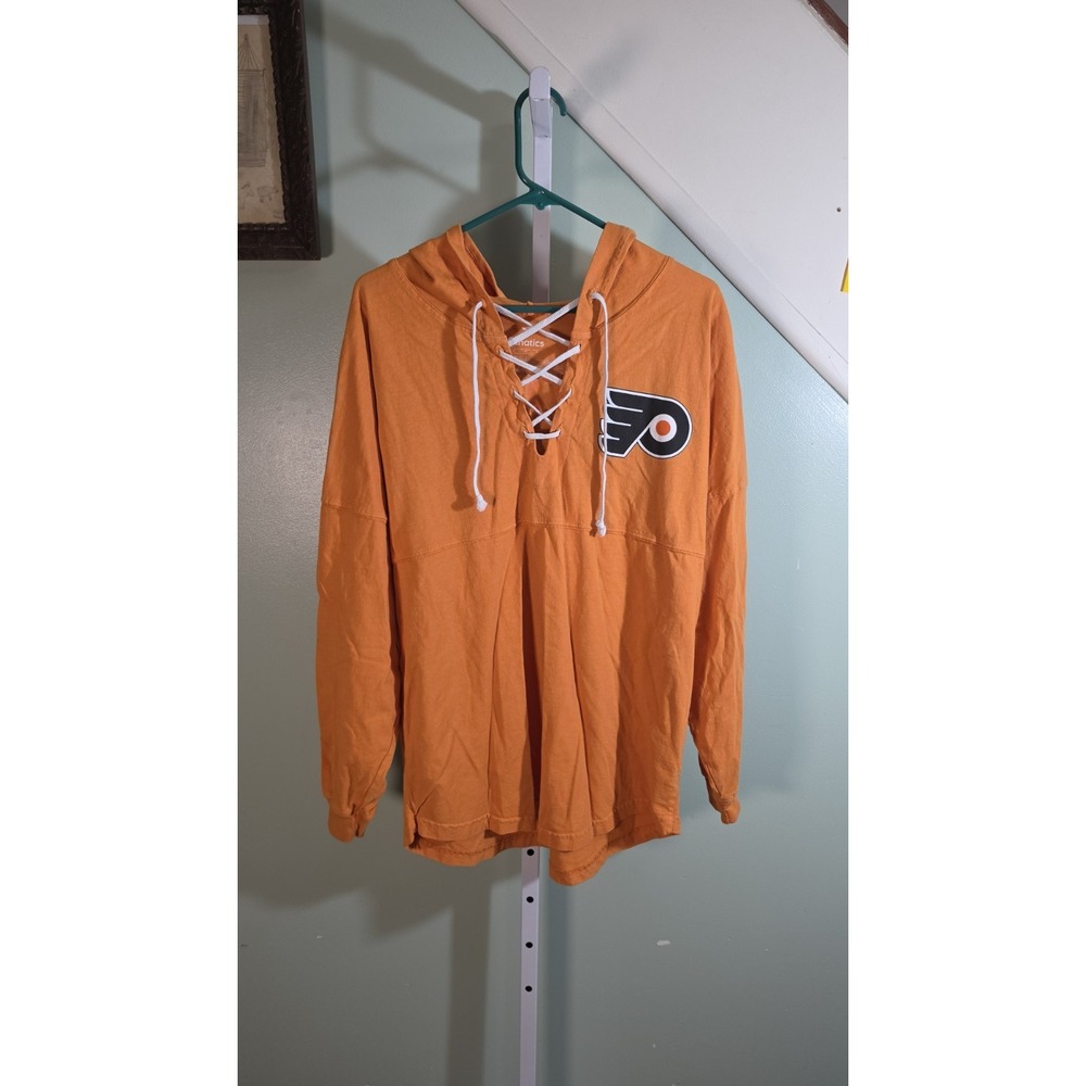 Fanatics Philadelphia Flyers Womens Orange Lace Up Hoodie Jersey Shirt Medium